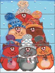 Картина за номерами на дереві "Зимові котики" ArtStory подарункова упаковка 30x40см ASW220 в інтернет-магазині "Я - Picasso"