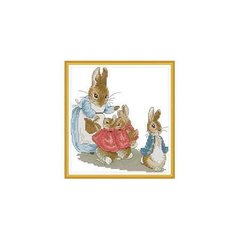 Семья кролика Питера Набор для вышивания крестиком с печатной схемой на ткани Joy Sunday KB237 в інтернет-магазині "Я - Picasso"
